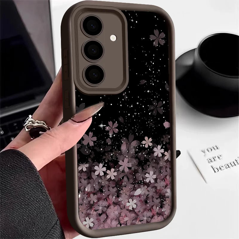Cherry Blossom Silicone Case For Samsung Galaxy S25 Edge S24 S23 Ultra S24 FE A55 A15 A16 A35 A25 A53 A54 A56 5G TPU Phone Cover
