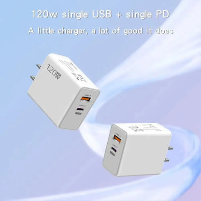 Total 120W USB Charger Type C Fast Charging Wall Charger Adapter EU/US Plug Travel Charger For iPhone 15 Samsung  Xiaomi Huawei