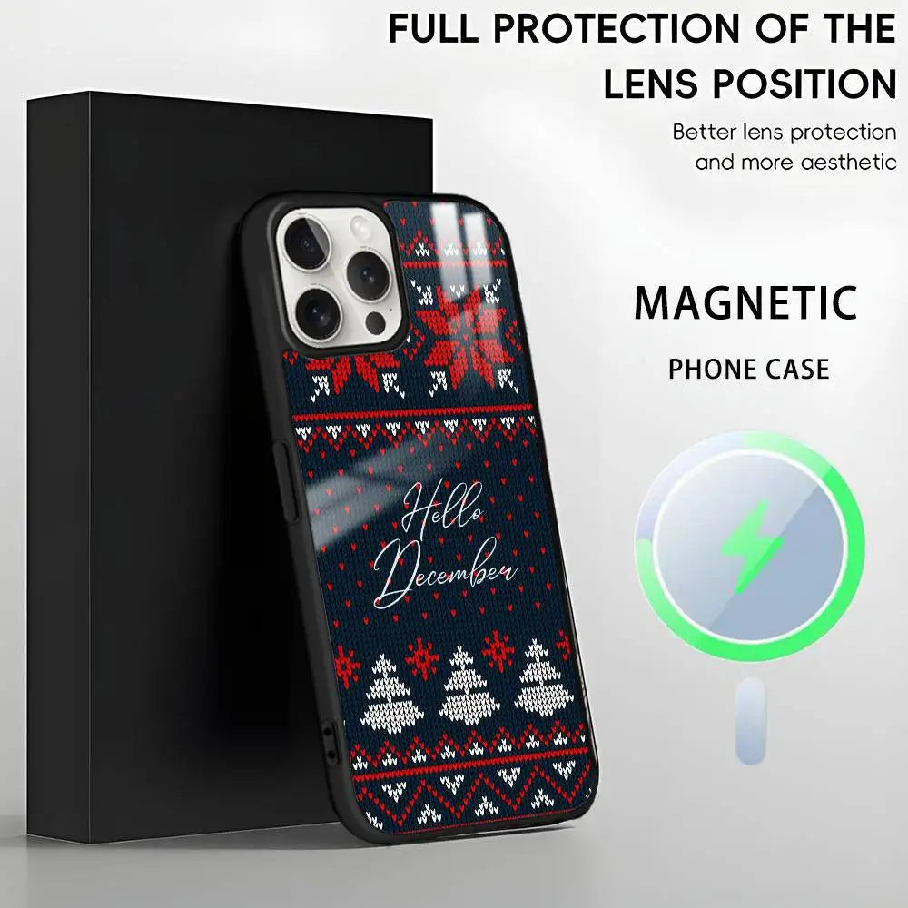Christmas Reindeer phone case for iPhone 17 16 15 14 13 12 11 Pro Max Plus Mini Magsafe Magnetic Wireless Mirror Funda