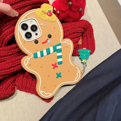Silicone Cartoon 3d Gingerbread Man Suitable For Iphone 11 12 13 14 15 16 Pro Max Phone Back Cover Protective Case Soft Shell