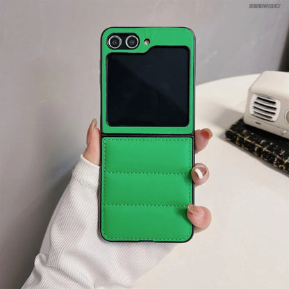 Fashion Down Jacket Air Cushion Case for Smausng Z Fold 6 Flip 6 Fold 5 4 3 ins Leather Shockproof Cover Galaxy Z Flip 5 4 3