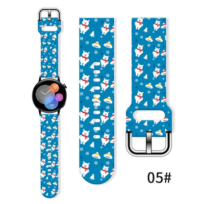 20MM Christmas Series 4 Printed strap for Samsung Galaxy Watch 7/6 40mm 44mm Band Replaceable Bracelet for Xiaomi Huawei Watch