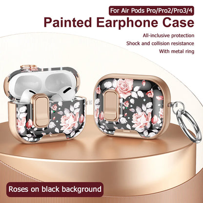 Lovely Floral Flower Transparent Case For AirPods 4 TPU Cover Anti-fall Headphone Coque For AirPods Pro 2 3 Pro2 Pro3 With Hook
