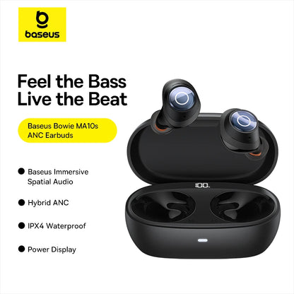 Baseus Bowie MA10s Wireless Earphones 48dB Noise Cancelling Bluetooth 5.3 Headphones 38H Playtime IPX4 Waterproof Sports Earbuds