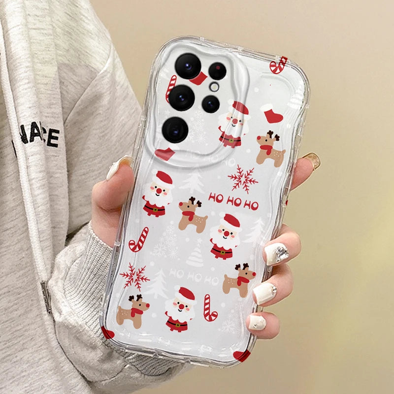 New Christmas Santa Claus Phone Case For Samsung Galaxy S25 S24 S23 S22 Ultra Plus S21 FE A73 A72 A55 A54 TPU Anti-Scratch Cover