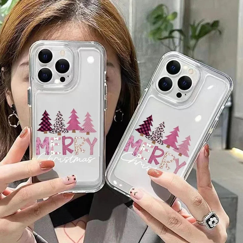 Christmas Tree Letter Snowflake Design Phone Case For iPhone 17 16 15 14 Plus 13 12 11 Pro MAX 16E 17 Air Phone Cover