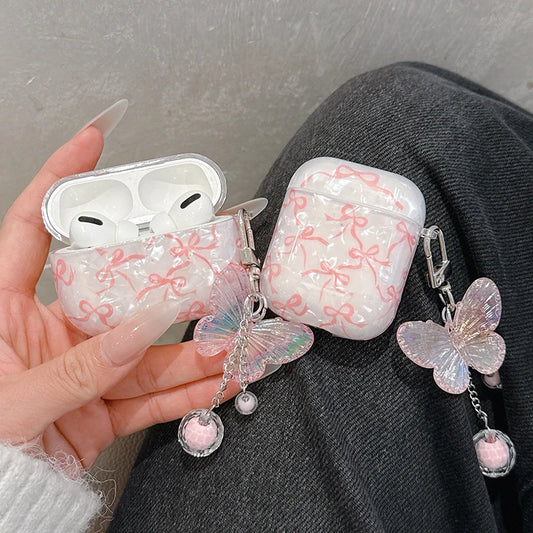 For Airpods 4 3 2 1 Case Cute Glitter Bow knot Shell pattern Crystal Soft Clear Earphone Cover For Airpods Pro 2 2nd Protective
