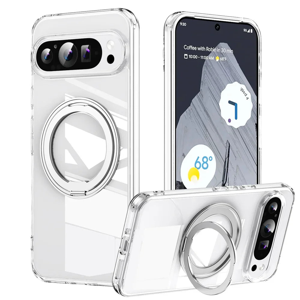 360°Rotating Stand Magnetic Phone Case For Google Pixel 10 9 8A 8 Pro XL Luxury Metal Folding Bracket Shockproof Protector Cover