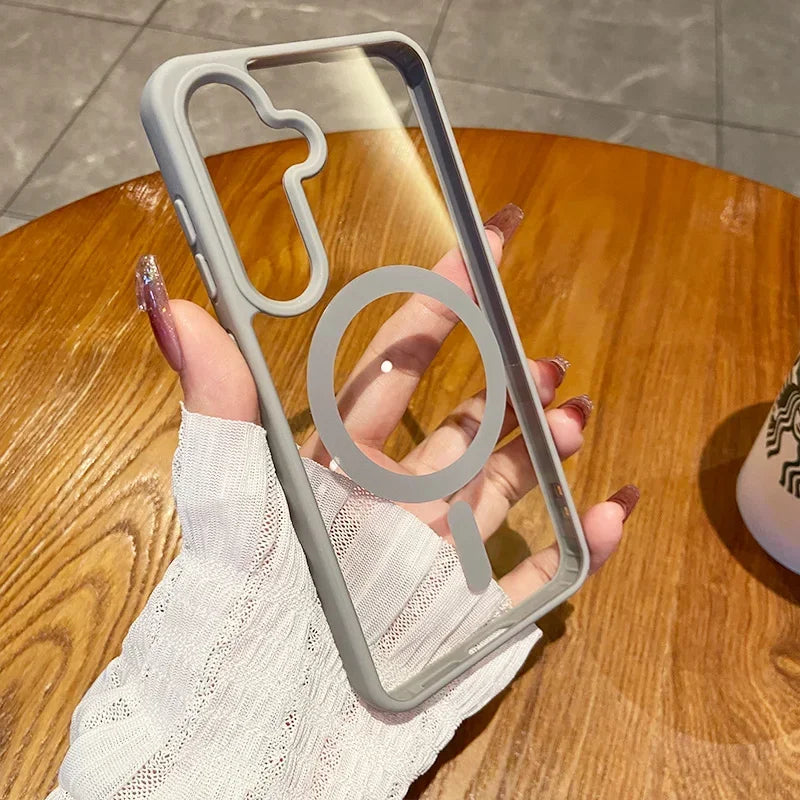 HD Clear for Magsafe Magnetic Case for Samsung Galaxy S26 Pro S25 Edge S24 S23 S22 Plus Ultra Wireless Charging Shockproof Cover