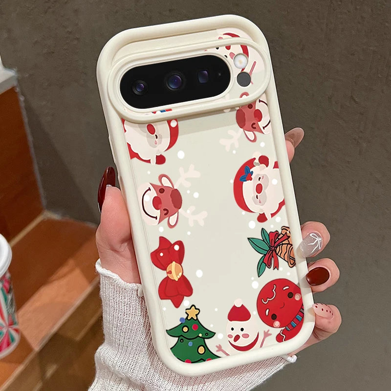 Cute Christmas Phone Case For Google Pixel 9 Pro XL 9 8 Pro 8A 7A Shockproof Soft Silicone Protector Cover For Pixel 9 8 7 Pro