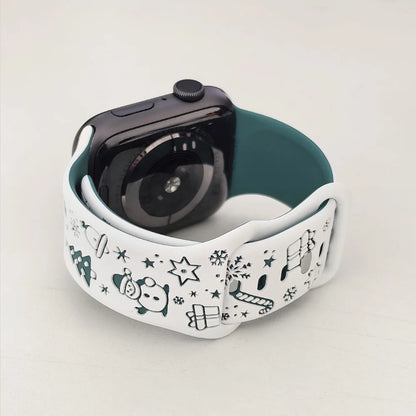 New design Christmas Band for Apple Watch Series 11 10 9 8 7 6 5 SE strap Engraved silicone Ultra 3-2 49mm 40-41-42-44mm 45-46mm