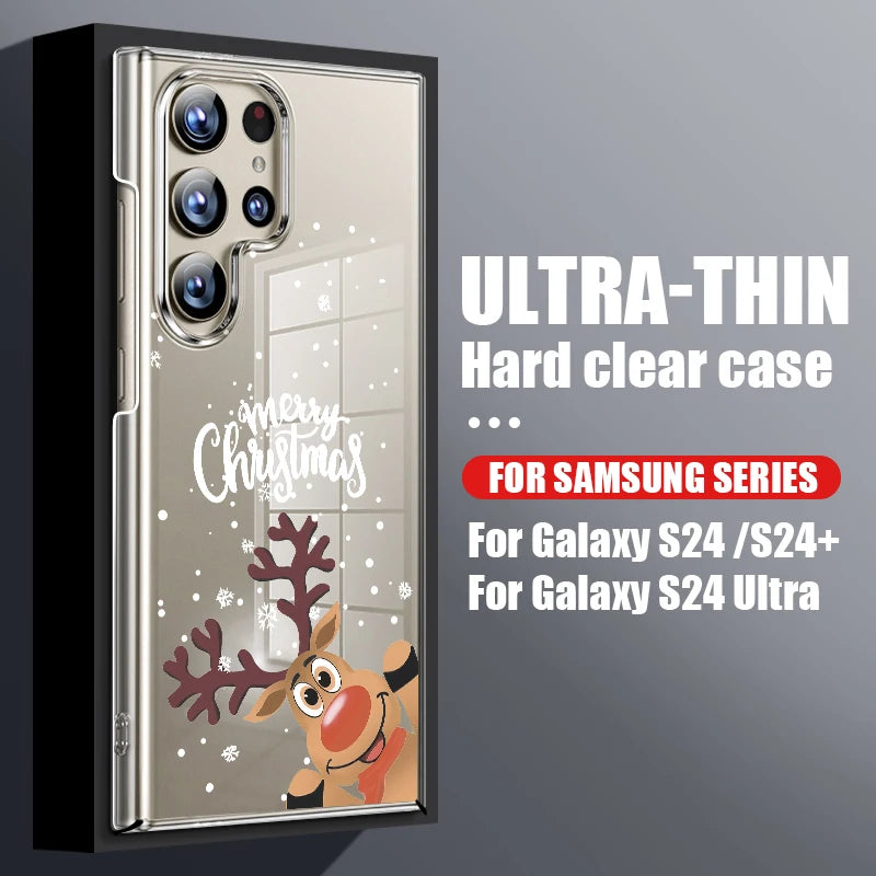 Santa Claus Print Phone Case For Samsung Galaxy A56 A16 A55 A36 A26 A15 5G S25 Edge S24 S21 FE S23 S22 Ultra Plus Clear PC Cover