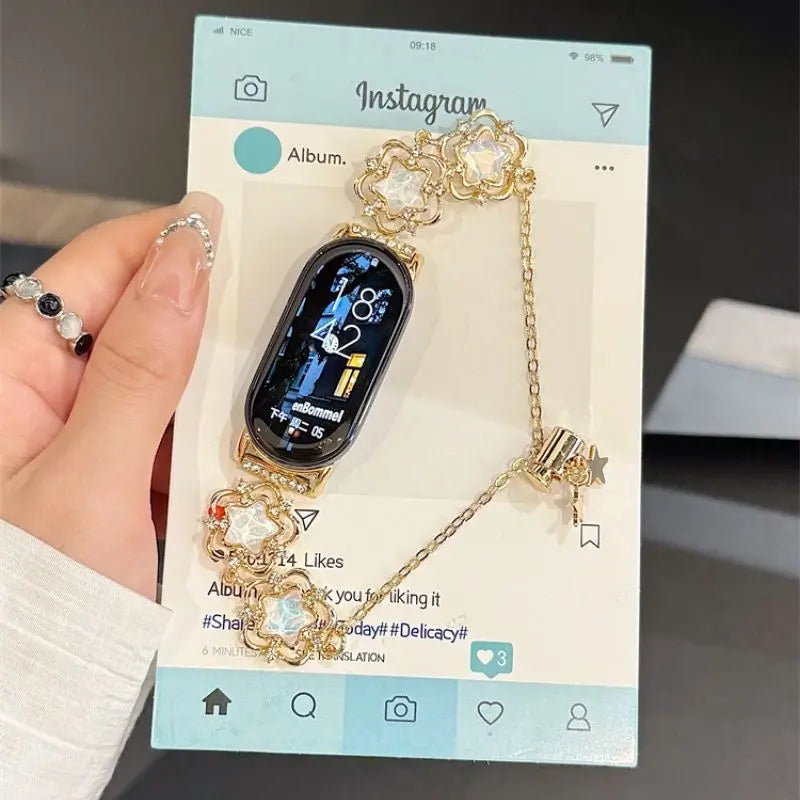 Wire frame flowing star strap suitable for Xiaomi Band 8Pro/9Pro，For Mi band 3/4/5/6/7，8/8NFC/9/9NFC/10/10NFC，For Redmi Watch5/4