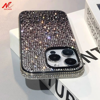 17 16 15Pro Max Luxury Case Full Shinny Diamond Bumper Frame Cover for iPhone 17 16 11 12 13 14 15 Pro Max Xr 17 Air Cases