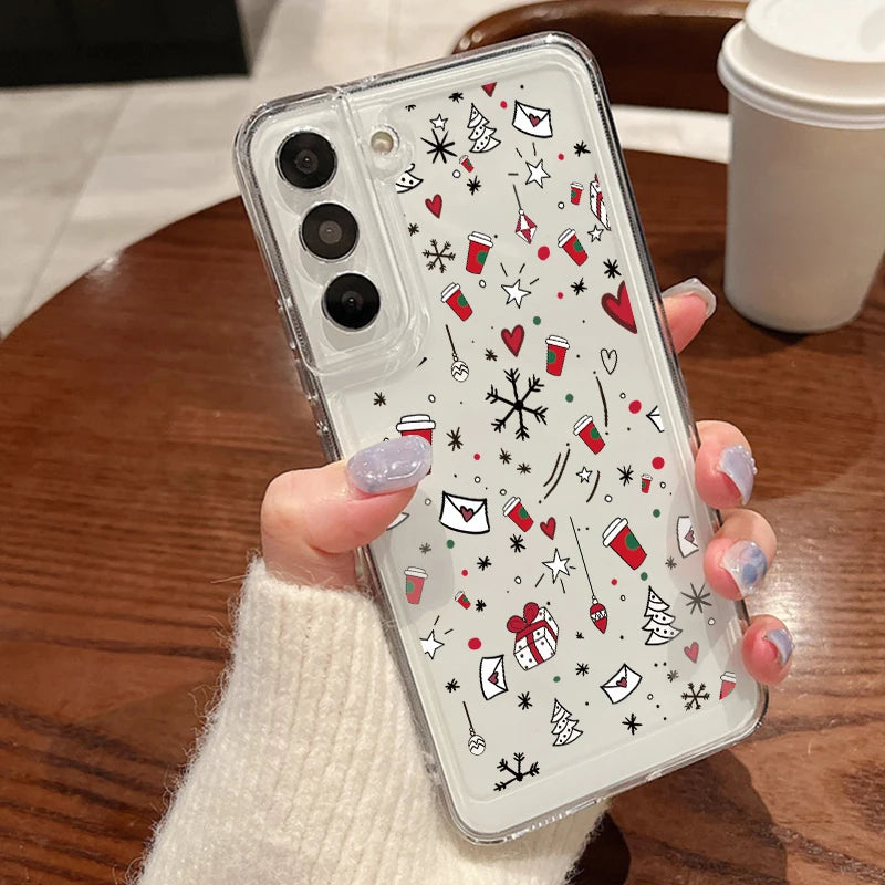 Cartoon Gifts Christmas Case For Samsung Galaxy S25 S24 Ultra S23 S22 Plus S21 FE A15 A16 A17 A26 A35 A36 A54 A55 A56 5G Funda