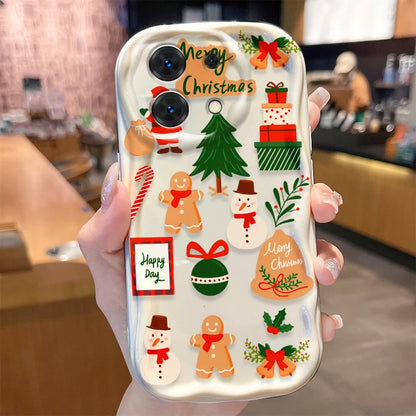 Santa Claus Christmas Pattern 3D Wave Case For iPhone 16 15 14 13 12 11 Pro Max Mini X XR XSMAX 8 7 6S Plus Soft Silicone Cover