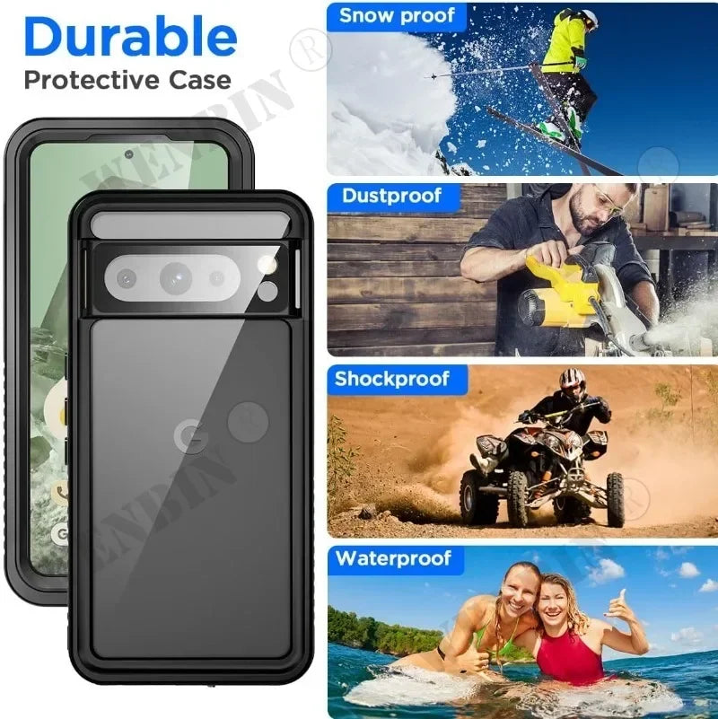 IP68 Luxury Waterproof Case Google Pixel 9 8 7 Pro XL 7A Snow Dust Shock Proof 360° Underwater IP68 Certified Cover