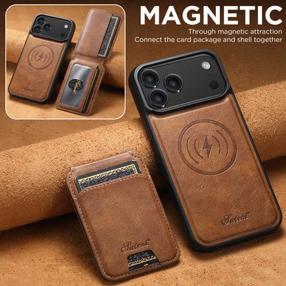 Magnetic Detachable Leather Wallet Case for iPhone 17 Pro Max 17 Air 17Pro Cover Shockproof Kickstand Card Holder Shell Fundas