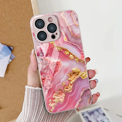 Marble Pattern Phone Case For iPhone 16 Pro Max Case iPhone 15 13 11 12 14 Pro Max 16e X XR XS 7 8 Plus SE Tempered Glass Cover