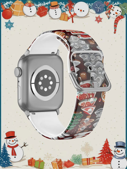 Silicone Strap For Apple Watch Band 45mm 44mm 40mm 41 42-38mm Christmas Bracelet iwatch Series 8 7 se 3-6 9 10 11 Ultra 2 49mm