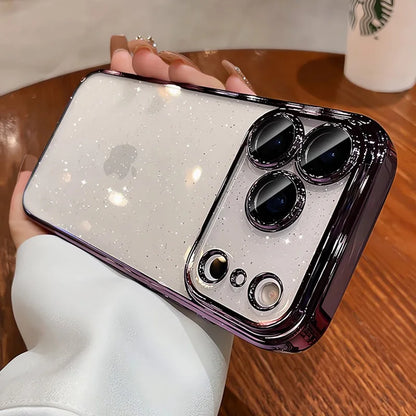 For iPhone 17 Air 17 Pro Max Luxury Case New Camera Protector Glitter Bling Clear PC Cover for iPhone 13 12 11 14 15 16 Pro Max