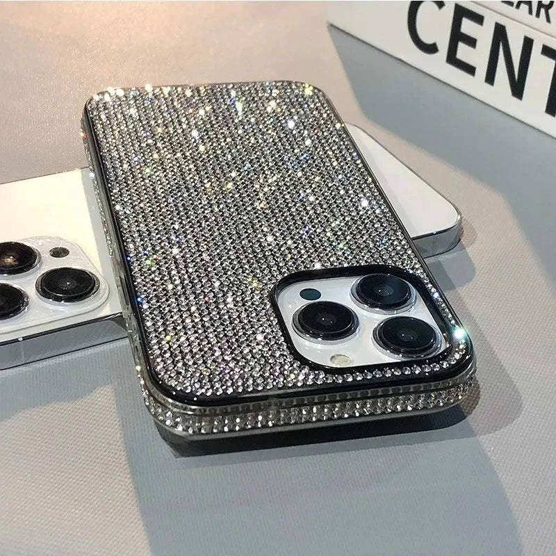 17 16 15Pro Max Luxury Case Full Shinny Diamond Bumper Frame Cover for iPhone 17 16 11 12 13 14 15 Pro Max Xr 17 Air Cases