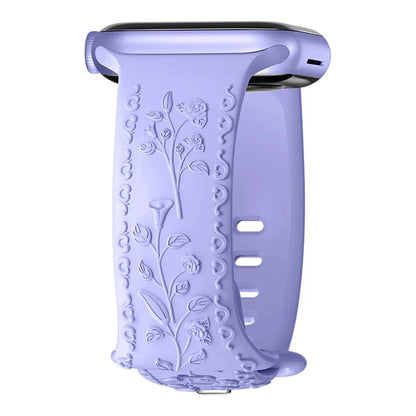 Flower Engraved Strap For Apple Watch Band 44mm 45mm 41mm 40mm 49mm 46mm 42mm Bracelet iwatch Series 11 10 SE 9 8 7 6 5 Ultra 2