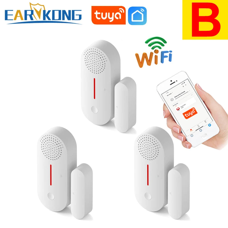 WiFi Door Window Sensor WiFi Security Alarm Door Open Closed Detectors Sound 0-100dB APP Remote Control Timing Arm & Disarm
