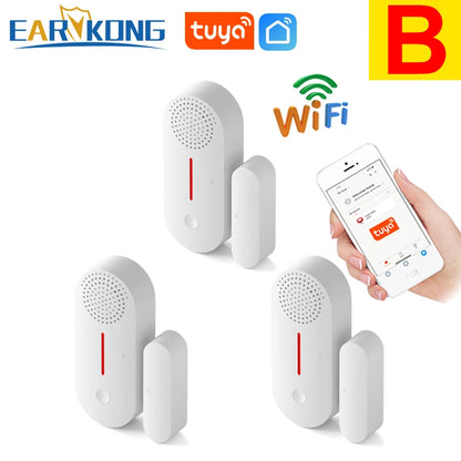 WiFi Door Window Sensor WiFi Security Alarm Door Open Closed Detectors Sound 0-100dB APP Remote Control Timing Arm & Disarm