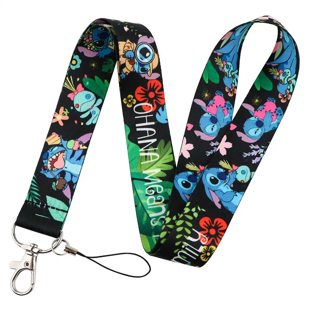 Stitch Cute Cartoon Animation Lanyards For Keys Chain ID Credit Card Cover Pass Mobile Phone Charm Neck Strap Badge Holder Gifts