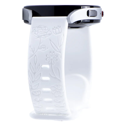 18mm 20mm 22mm Floral Engraved Band for Samsung Galaxy Watch 6/5/4 40 44 for Huawei GT 3 Pro Silicone Sport Strap 5 Pro Active 2