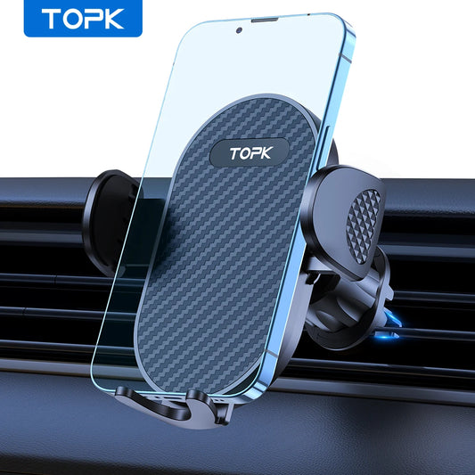 TOPK Car Phone Holder Mount,[Upgraded Support Function] Metal Hook Cell Phone Holder For Car Air Vent Compatible With All Phone