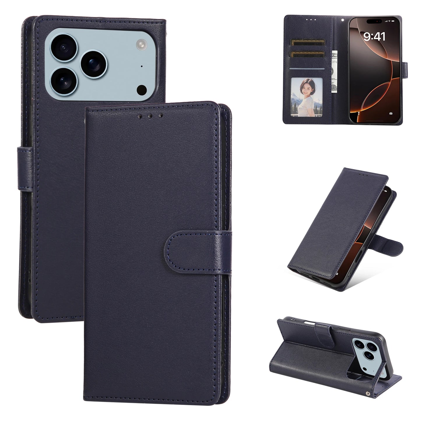 PU Leather Wallet Phone Case For iPhone 17 Pro Max  17 Pro 17 Air 17 16 15 14 Flip Cover Protective Magnetic With Picture Frame
