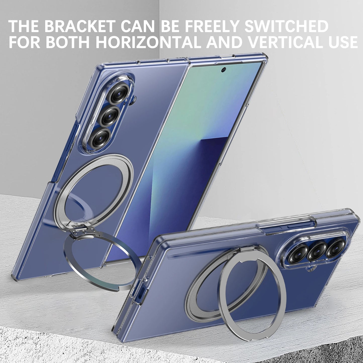 For Samsung Galaxy Z Fold 7 6 Case Protective Clear Magsafe Holder Anti-Scrach Back Cover