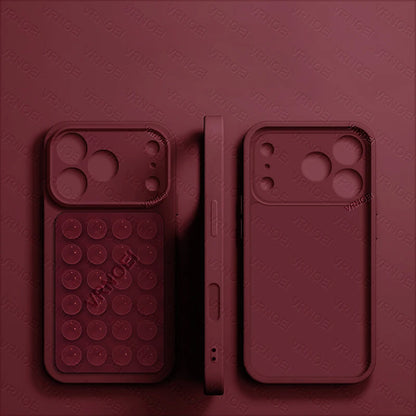 Fashion 2IN1 Suction Cup Bracket Lens Protection Phone Cases For iPhone 17 16 13 11 14 15 12 17 Pro Max Case Phone Accessories