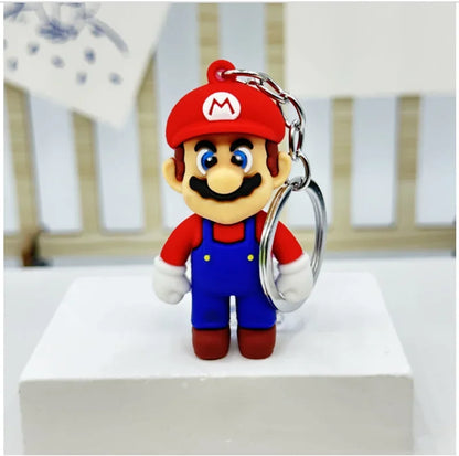 Super Mario 3D Cartoon Keychain Mario Bros Luigi Toad Yoshi Bowser Action Figure Model PVC Cartoon Bag Doll Pendant Toys Gift