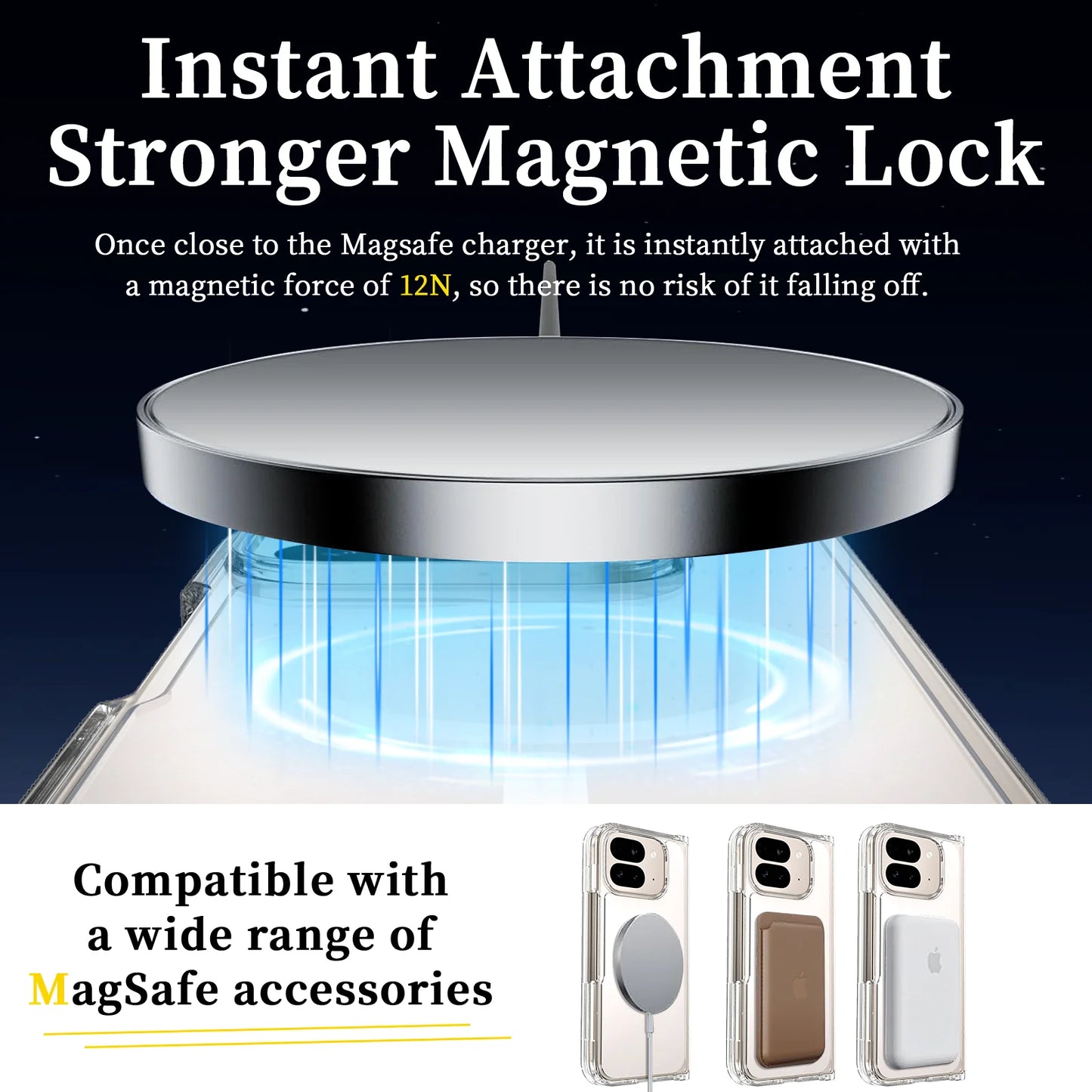 Pixel 10 Pro Fold Clear Phone Case, Compatible with MagSafe Drop Protection Protection Cover For Google Pixel 10 Pro Fold