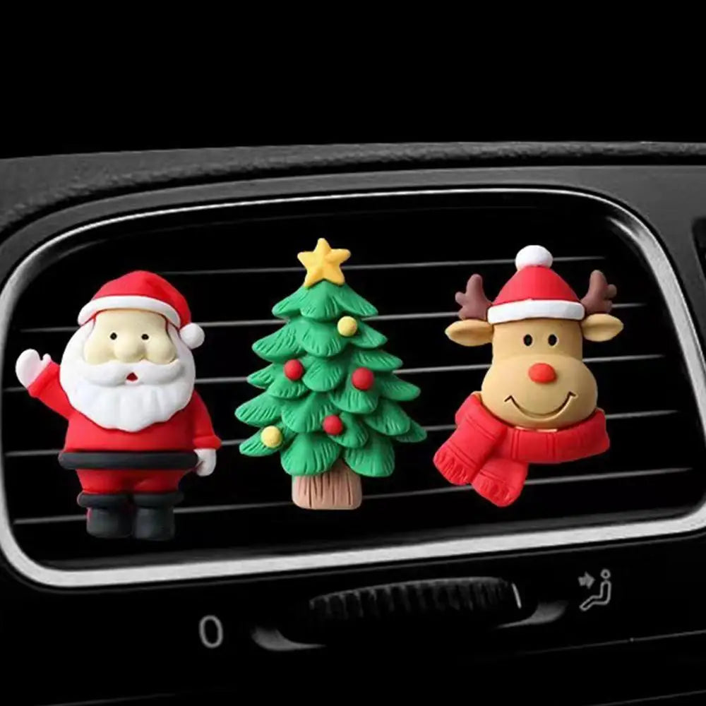 Car Air Outlet Fragrant Clips 3D Christmas Santa Claus Elk Bell Resin Aromatherapy Clip Auto Interior Decoration Accessories