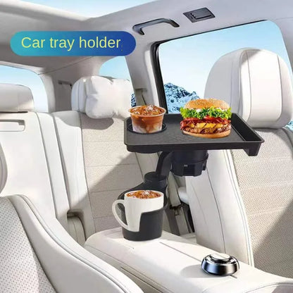 Car Cup Holder Expander Multi-Function Drink Holder with Food Table 360-Degree Adjustable Base Tray for Snack