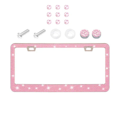 NEW Bling Crystal Car License Plate Frame Women Rhinestone License Plate Frame Cover Holder Car Accessories with Screw 31*16cm