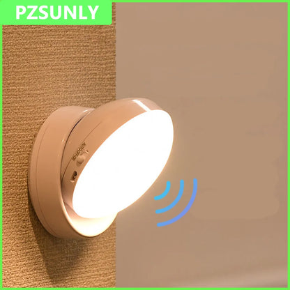 Night Light Motion Sensor Light Rechargeable Wireless LED Lighting 360 Rotating Magnetic For Room Bedside Table Cabinet lighting