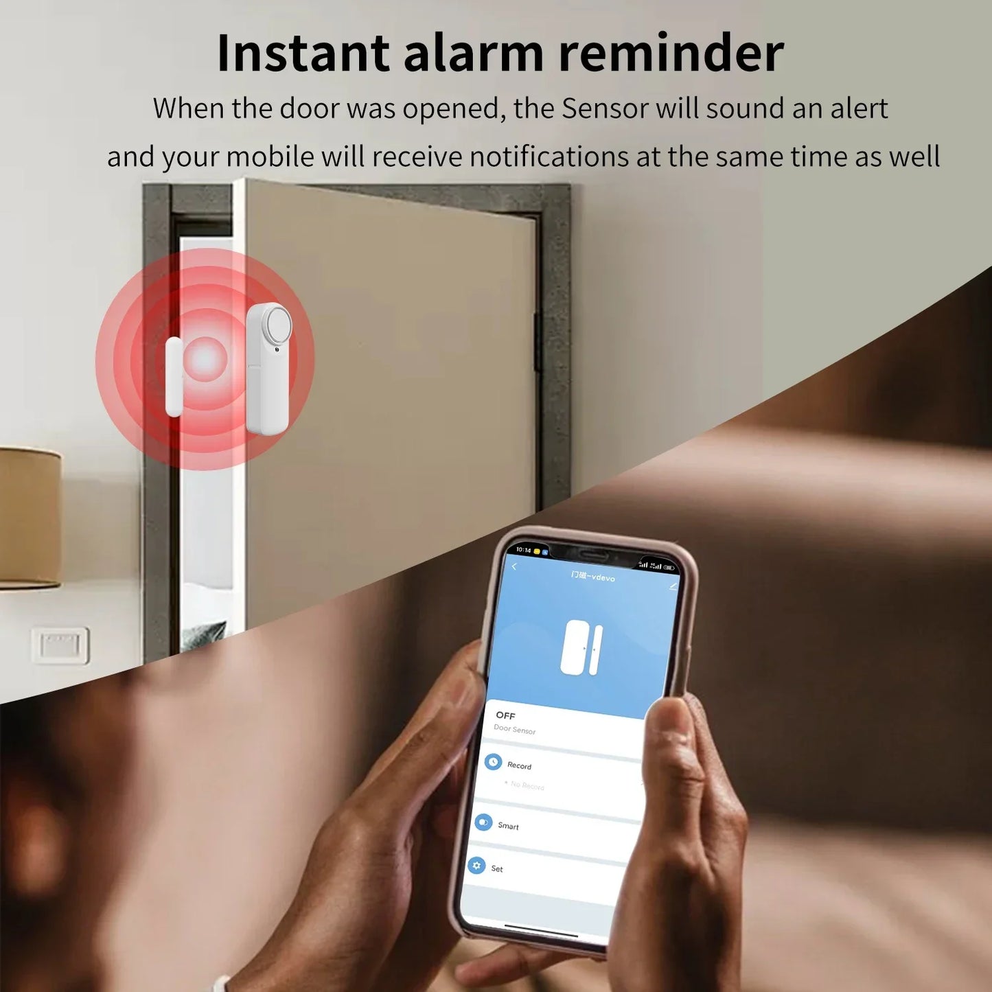 Smart Wifi Contact Door Window Sensor Alarm Beep Contact Wireless Door Detector Works With Smart Life Tuya Smart Home  Alexa
