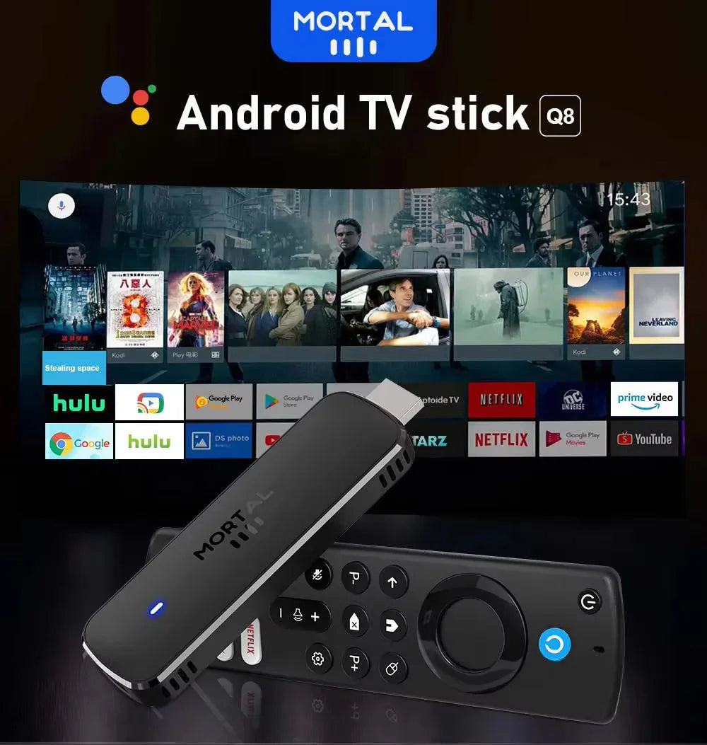 Android14 TV Stick  Mortal Q8 Global Version  Allwinner H313 Chip Wifi6 Voice Remote 8K 4K@60fps YouTube Stream TV stick 2G8G16G