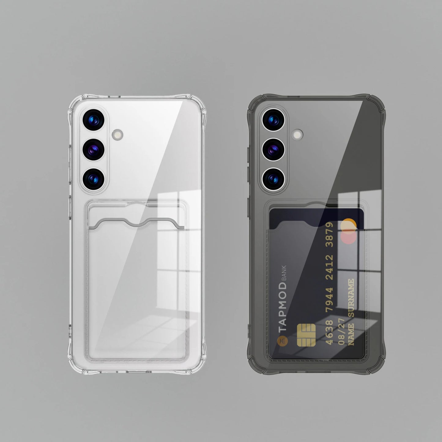 Transparent Card Slot Silicone Case For Samsung Galaxy S26 S25 Edge S24 S23 S22 S21 Plus Note 20 Ultra S20 FE Protection Cover