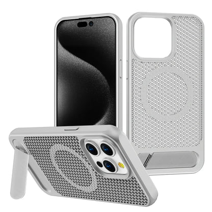 Luxury Cooling Stand Magnetic Phone Case For iPhone 16 15 14 11 12 13 Pro Max Heat Dissipation Plain Color Shockproof Back Cover
