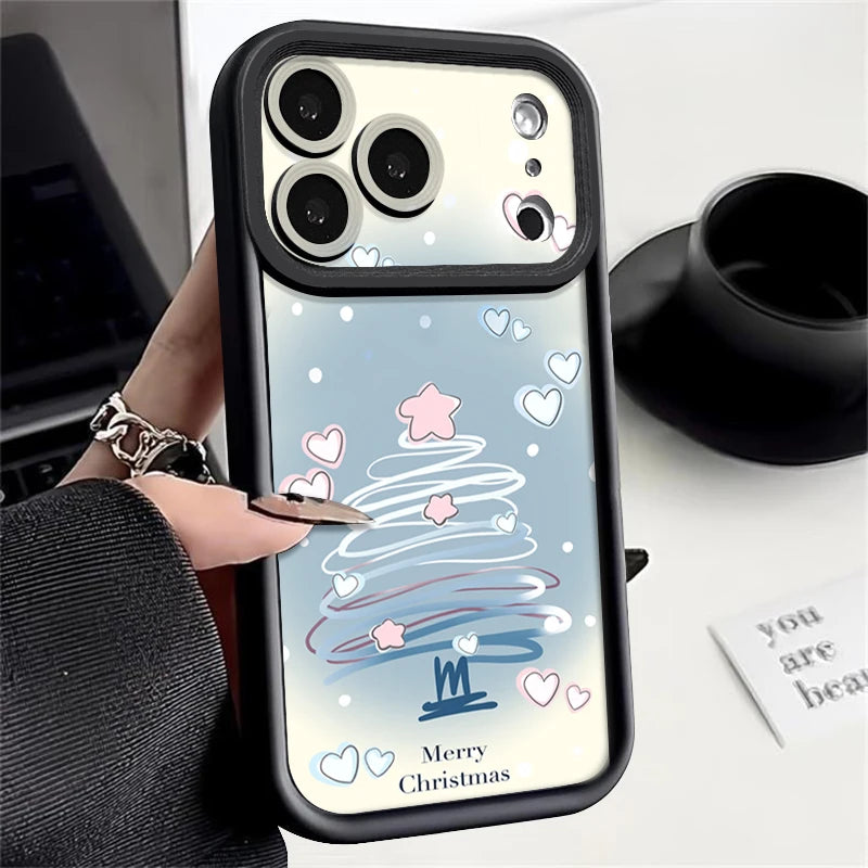 Blue Christmas Tree Phone Case For iPhone 17 16 15 14 13 12 Pro Max 16 17 Pro 11 16e 17 Air Shockproof Soft TPU Silicone Cover