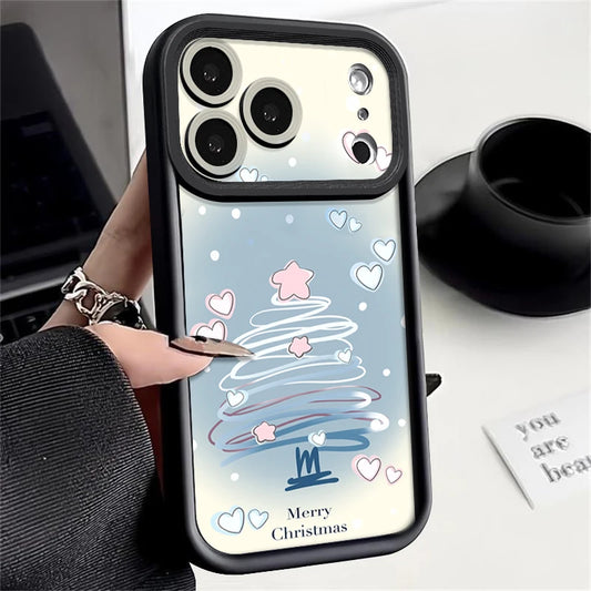 Blue Christmas Tree Phone Case For iPhone 17 16 15 14 13 12 Pro Max 16 17 Pro 11 16e 17 Air Shockproof Soft TPU Silicone Cover