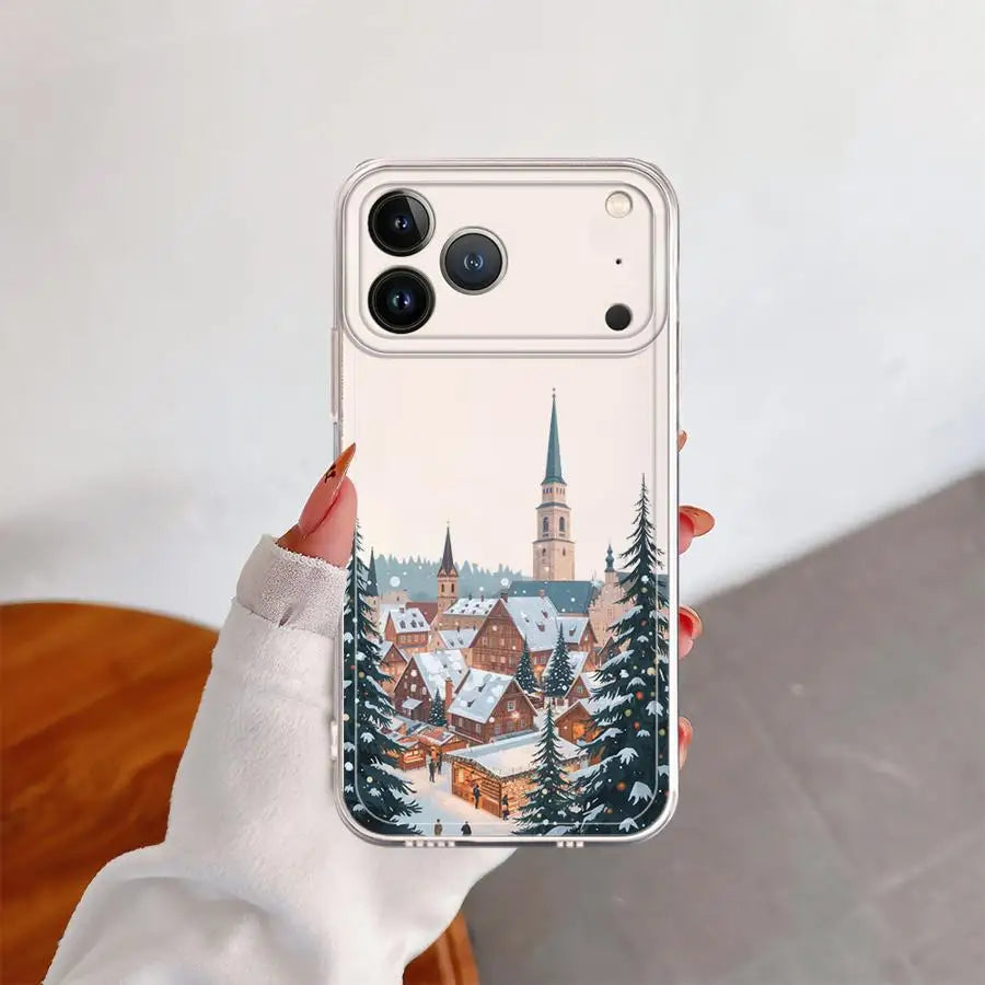 Christmas Santa Claus Clear Cover Phone Case for Apple iPhone 17 Air XS 15 14 16 Plus 13 12 11 Pro Max 7 8 SE XR 16e