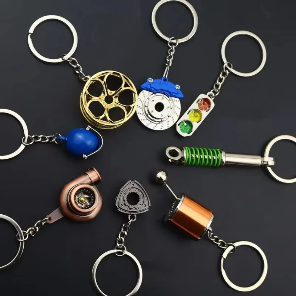 Creative Mini Auto Parts Car Wheel Keychain Auto Enthusiast Metal Keyring Accessories Key Ring Chain for Men Woman Lover Gift