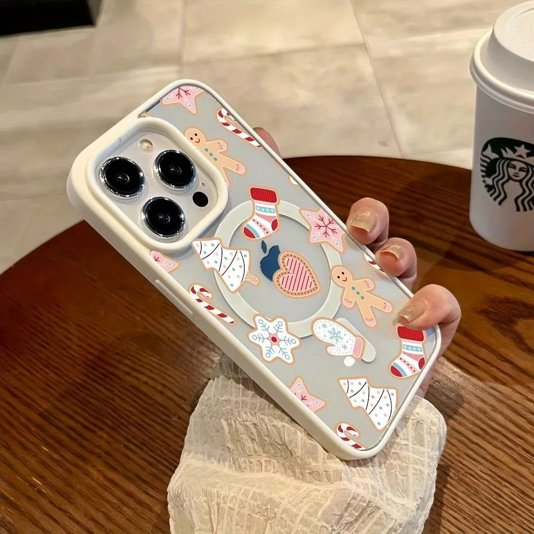 This Magnetic Case Compatible with iPhone 17 to 11 Pro Max/Plus Decorated with Gingerbread and Christmas Tree